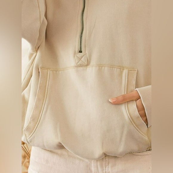 BiBi Stitch Detailed Elastic Hem Half Zip Fleece Hoodie🆕 - Picture 3 of 4